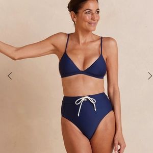 SALE Summersalt The Lace-Up High Leg High Rise Bikini Bottom in Deep Sea